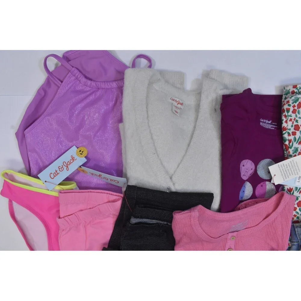 Cat & Jack Buk Lot Of 11 Girls Size 10/12 Mixed Season Tops Bottoms Dresses